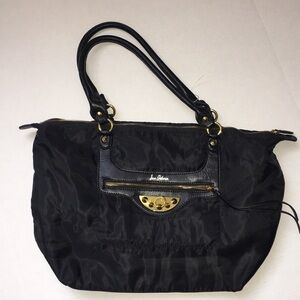 Sam Edelman Black Nylon & Faux Leather Tote Bag with Gold Hardware